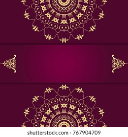 Beautiful mandala design on background. Greeting card. Decorative card. Template for your design. Vector illustration