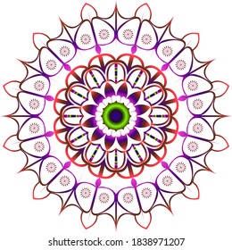beautiful mandala design in purple color.vector color flowers illustration.