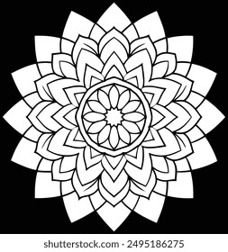 Hermoso Arte vectorial de diseño mandala negro y blanco forro