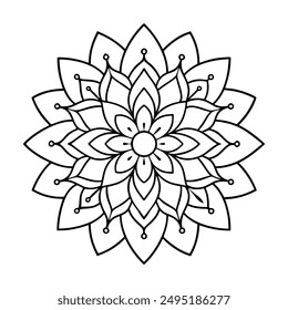 Beautiful mandala design vector art black and white liner