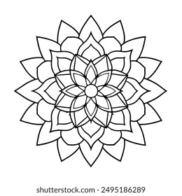 Beautiful mandala design vector art black and white liner