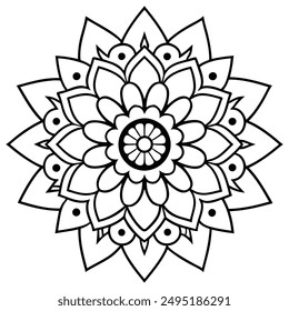 Beautiful mandala design vector art black and white liner