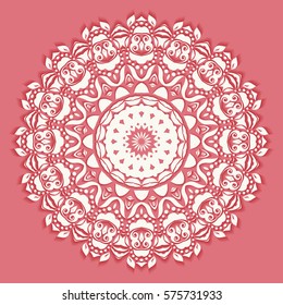 Beautiful Mandala flower, 3d round ornament. Decorative isolated design element, doodle art, floral pattern. Hand drawn fantasy abstract decoration. Tribal ethnic arabic, indian, turkish background
