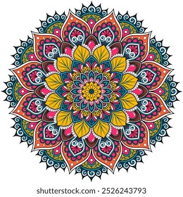 Beautiful Mandala flower color vector image.