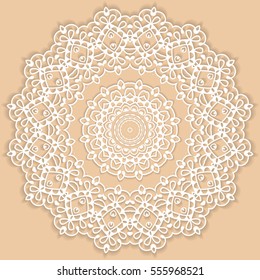 Schönes, geometrisches, blumengeschmücktes, rundes Ornament von Mandala. Dekoratives, isoliertes Design-Element, Spitzentechnologie. Handgezeichnete Fantasie abstrakte Weihnachtsdekoration. ethnisch arabische Stämme, indianischer, türkischer Hintergrund