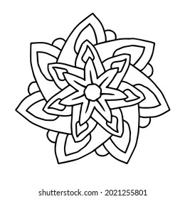 Beautiful mandala line art decoration doodle kids coloring book page