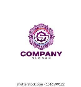 Beautiful mandala logo concept with letter S inside