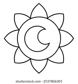 Beautiful mandala with the moon vector illustration.
