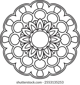 Bela mandala ornamento doodle linha arte flor forma para livro de coloração