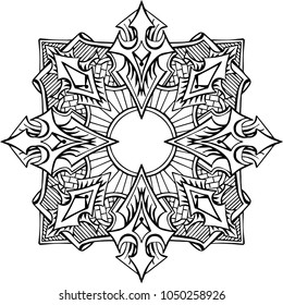 Beautiful mandala pattern. Creative ornament. Repeating art for background. Can be used as a coloring book for children and adults to enjoy their hobby. Also can be used as a tattoo design.