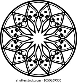Beautiful mandala pattern. Creative ornament. Repeating art for background. Can be used as a coloring book for children and adults to enjoy their hobby. Also can be used as a tattoo design.