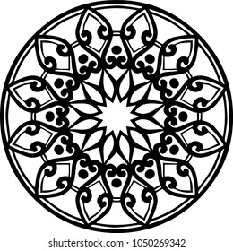 Beautiful mandala pattern. Creative ornament. Repeating art for background. Can be used as a coloring book for children and adults to enjoy their hobby. Also can be used as a tattoo design.