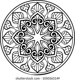 Beautiful mandala pattern. Creative ornament. Repeating art for background. Can be used as a coloring book for children and adults to enjoy their hobby. Also can be used as a tattoo design.