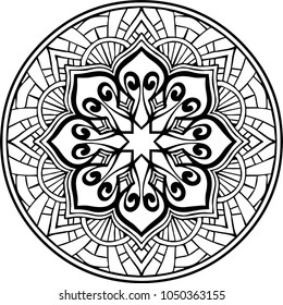 Beautiful mandala pattern. Creative ornament. Repeating art for background. Can be used as a coloring book for children and adults to enjoy their hobby. Also can be used as a tattoo design.