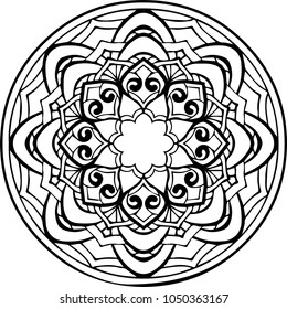Beautiful mandala pattern. Creative ornament. Repeating art for background. Can be used as a coloring book for children and adults to enjoy their hobby. Also can be used as a tattoo design.