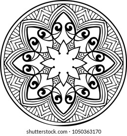 Beautiful mandala pattern. Creative ornament. Repeating art for background. Can be used as a coloring book for children and adults to enjoy their hobby. Also can be used as a tattoo design.