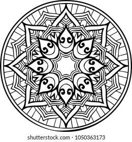 Beautiful mandala pattern. Creative ornament. Repeating art for background. Can be used as a coloring book for children and adults to enjoy their hobby. Also can be used as a tattoo design.