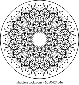 Beautiful mandala pattern. Creative ornament. Repeating art for background. Can be used as a coloring book for children and adults to enjoy their hobby. Also can be used as a tattoo design.
