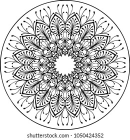 Beautiful mandala pattern. Creative ornament. Repeating art for background. Can be used as a coloring book for children and adults to enjoy their hobby. Also can be used as a tattoo design.
