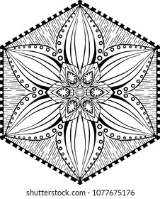 Beautiful mandala pattern. Creative ornament. Repeating art for background. Can be used as a coloring book for children and adults to enjoy their hobby. Also can be used as a tattoo design.