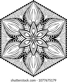 Beautiful mandala pattern. Creative ornament. Repeating art for background. Can be used as a coloring book for children and adults to enjoy their hobby. Also can be used as a tattoo design.
