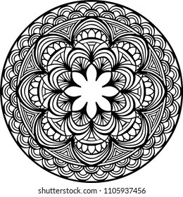 Beautiful mandala pattern. Creative ornament. Repeating art for background. Can be used as a coloring book for children and adults to enjoy their hobby. Also can be used as a tattoo design.