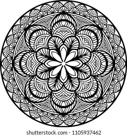 Beautiful mandala pattern. Creative ornament. Repeating art for background. Can be used as a coloring book for children and adults to enjoy their hobby. Also can be used as a tattoo design.