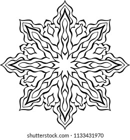 Beautiful mandala pattern. Creative ornament. Repeating art for background. Can be used as a coloring book for children and adults to enjoy their hobby. Also can be used as a tattoo design.