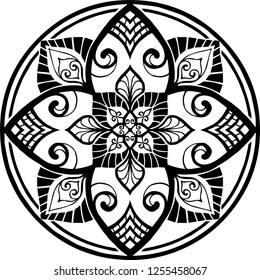 Beautiful mandala pattern. Creative ornament. Repeating art for background. Can be used as a coloring book for children and adults to enjoy their hobby. Also can be used as a tattoo design.