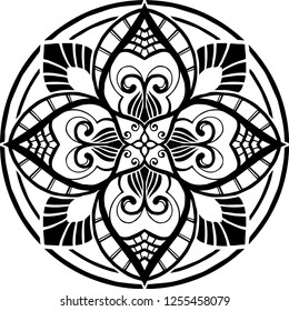 Beautiful mandala pattern. Creative ornament. Repeating art for background. Can be used as a coloring book for children and adults to enjoy their hobby. Also can be used as a tattoo design.