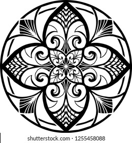 Beautiful mandala pattern. Creative ornament. Repeating art for background. Can be used as a coloring book for children and adults to enjoy their hobby. Also can be used as a tattoo design.