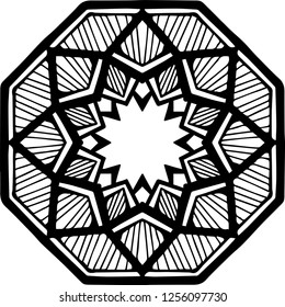 Beautiful mandala pattern. Creative ornament. Repeating art for background. Can be used as a coloring book for children and adults to enjoy their hobby. Also can be used as a tattoo design.