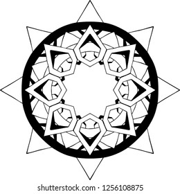 Beautiful mandala pattern. Creative ornament. Repeating art for background. Can be used as a coloring book for children and adults to enjoy their hobby. Also can be used as a tattoo design.