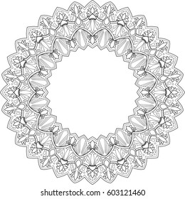 Beautiful mandala pattern. Creative ornament. Repeating art for background. Can be used as a coloring book for children and adults to enjoy their hobby. Also can be used as a tattoo design.