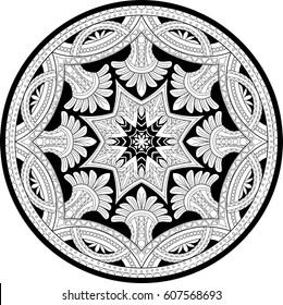 Beautiful mandala pattern. Creative ornament. Repeating art for background. Can be used as a coloring book for children and adults to enjoy their hobby. Also can be used as a tattoo design.