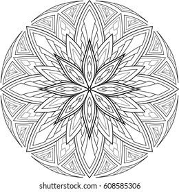 Beautiful mandala pattern. Creative ornament. Repeating art for background. Can be used as a coloring book for children and adults to enjoy their hobby. Also can be used as a tattoo design.