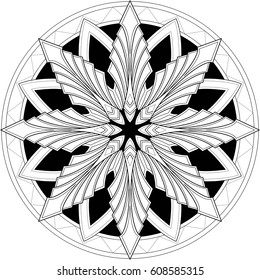 Beautiful mandala pattern. Creative ornament. Repeating art for background. Can be used as a coloring book for children and adults to enjoy their hobby. Also can be used as a tattoo design.