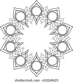 Beautiful mandala pattern. Creative ornament. Repeating art for background. Can be used as a coloring book for children and adults to enjoy their hobby. Also can be used as a tattoo design.