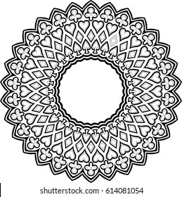 Beautiful mandala pattern. Creative ornament. Repeating art for background. Can be used as a coloring book for children and adults to enjoy their hobby. Also can be used as a tattoo design.