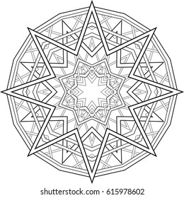 Beautiful mandala pattern. Creative ornament. Repeating art for background. Can be used as a coloring book for children and adults to enjoy their hobby. Also can be used as a tattoo design.
