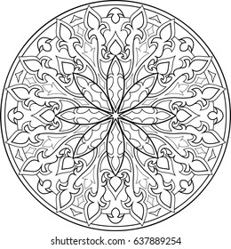 Beautiful mandala pattern. Creative ornament. Repeating art for background. Can be used as a coloring book for children and adults to enjoy their hobby. Also can be used as a tattoo design.