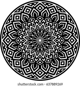 Beautiful mandala pattern. Creative ornament. Repeating art for background. Can be used as a coloring book for children and adults to enjoy their hobby. Also can be used as a tattoo design.