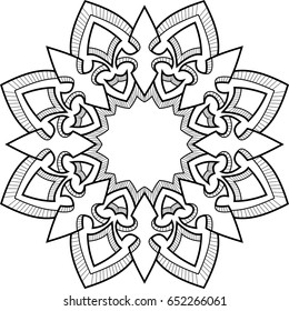 Beautiful mandala pattern. Creative ornament. Repeating art for background. Can be used as a coloring book for children and adults to enjoy their hobby. Also can be used as a tattoo design.