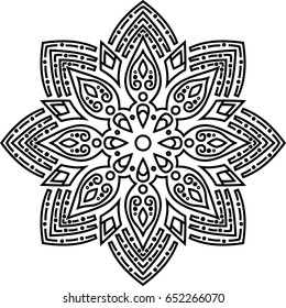 Beautiful mandala pattern. Creative ornament. Repeating art for background. Can be used as a coloring book for children and adults to enjoy their hobby. Also can be used as a tattoo design.