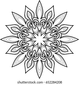 Beautiful mandala pattern. Creative ornament. Repeating art for background. Can be used as a coloring book for children and adults to enjoy their hobby. Also can be used as a tattoo design.