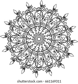 Beautiful mandala pattern. Creative ornament. Repeating art for background. Can be used as a coloring book for children and adults to enjoy their hobby. Also can be used as a tattoo design.