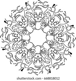 Beautiful mandala pattern. Creative ornament. Repeating art for background. Can be used as a coloring book for children and adults to enjoy their hobby. Also can be used as a tattoo design.