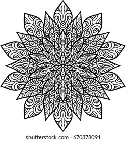 Beautiful mandala pattern. Creative ornament. Repeating art for background. Can be used as a coloring book for children and adults to enjoy their hobby. Also can be used as a tattoo design.