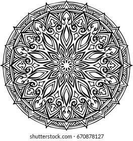 Beautiful mandala pattern. Creative ornament. Repeating art for background. Can be used as a coloring book for children and adults to enjoy their hobby. Also can be used as a tattoo design.
