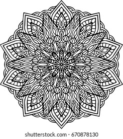 Beautiful mandala pattern. Creative ornament. Repeating art for background. Can be used as a coloring book for children and adults to enjoy their hobby. Also can be used as a tattoo design.